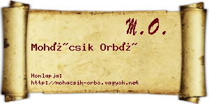 Mohácsik Orbó névjegykártya